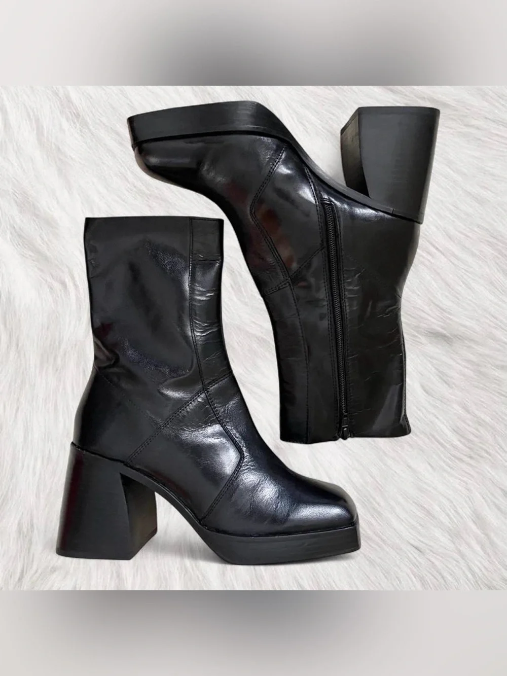 ASOS Design Rover heeled platform leather boots in black - Picture 4 of 5